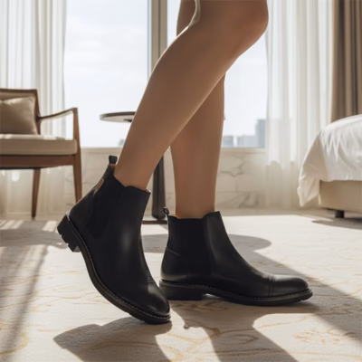 Botines hombre Pikolinos York negro cremallera puestos en modelo