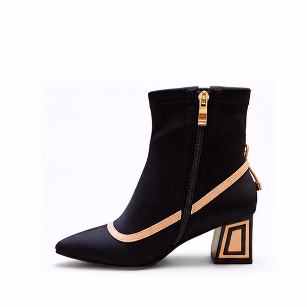 Botines mujer licra negro tacón bicolor Rock Away vista doble