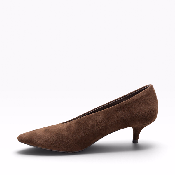 Zapatos salón mujer ante moka tacón fino Top 3 vista doble
