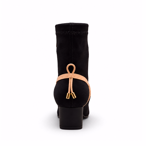 Botines mujer licra negro tacón bicolor Rock Away detalle tacón trasero